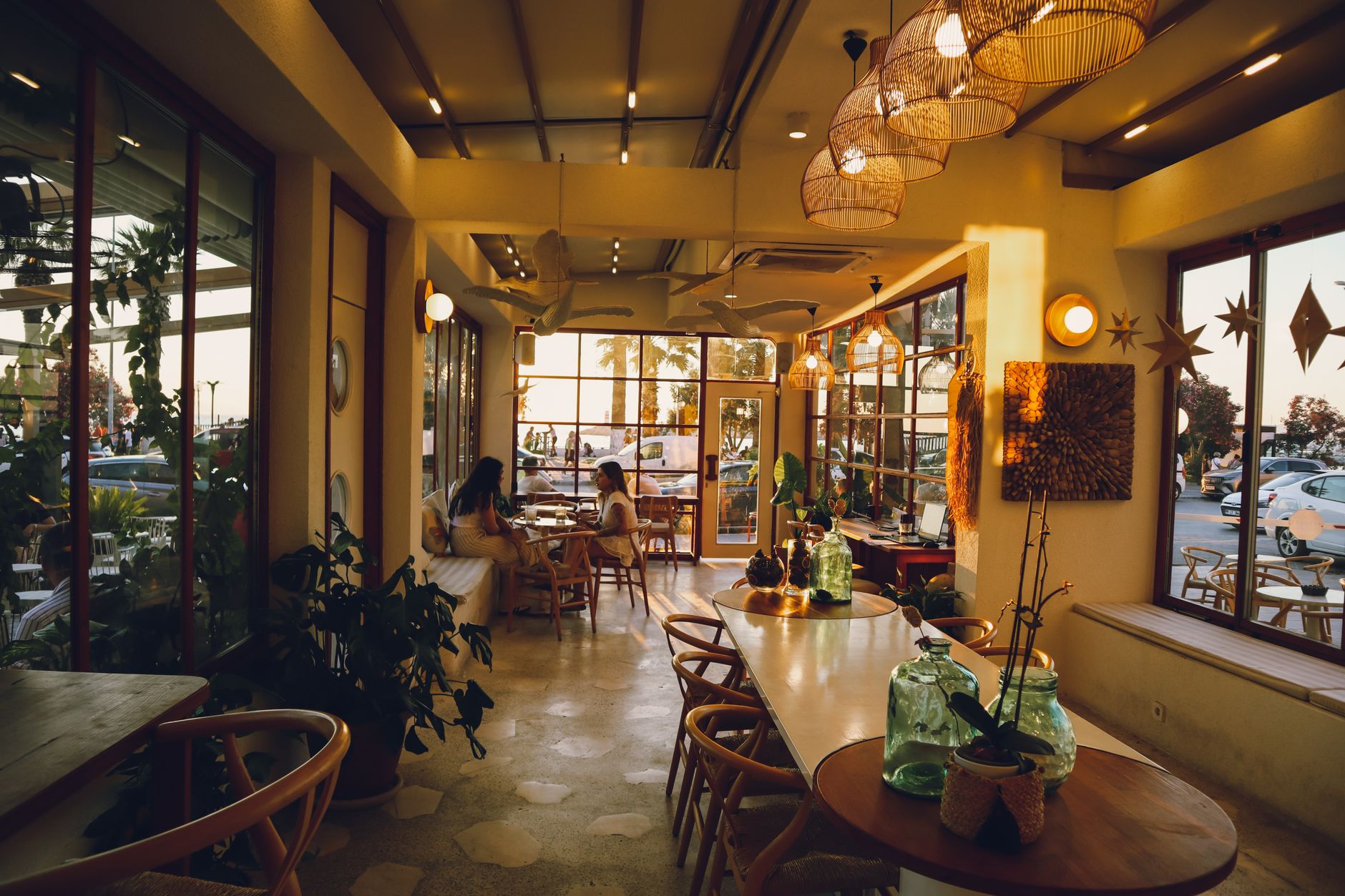The dining room at dusk