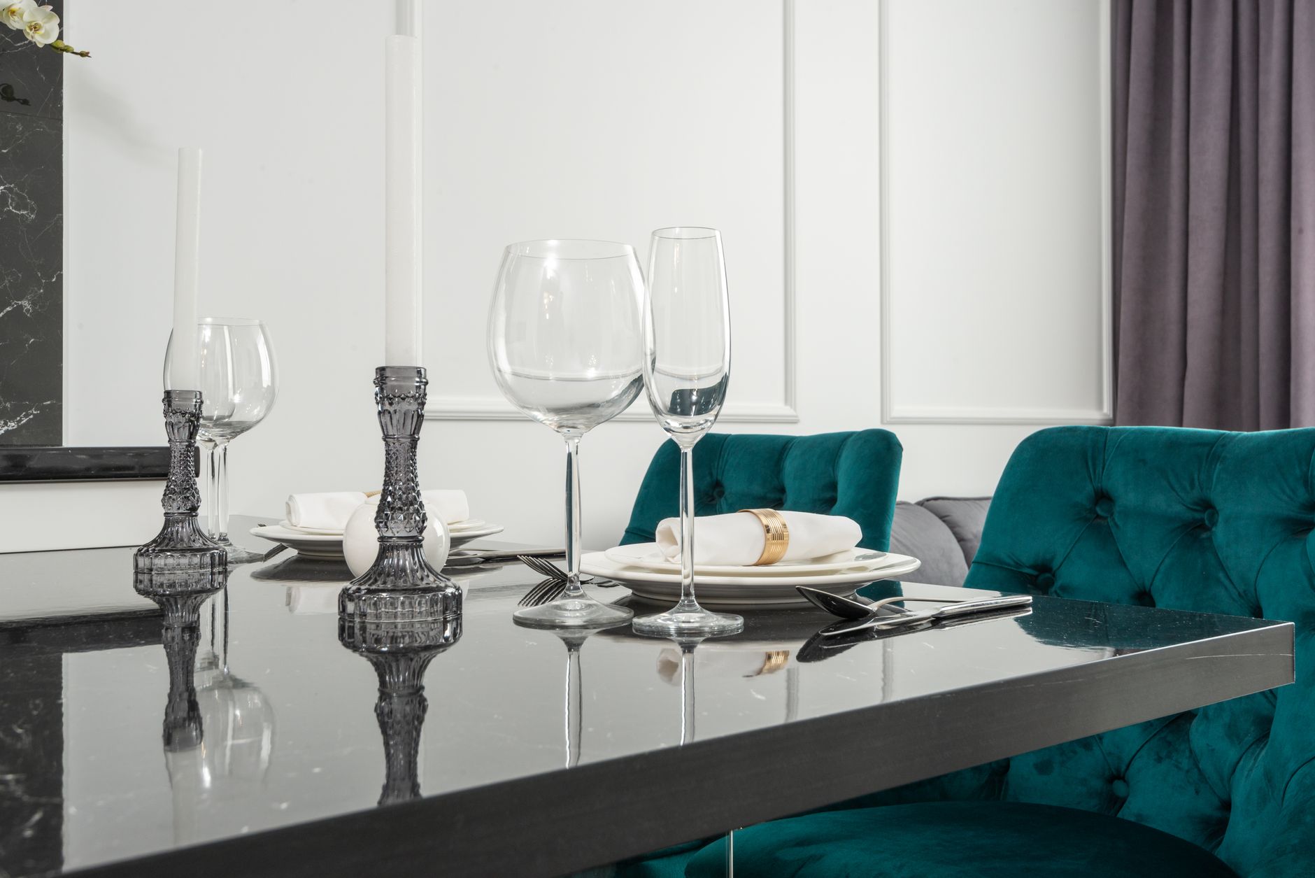 The private room, set for a party